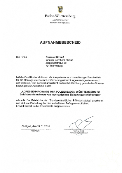 Aufnahmebescheid